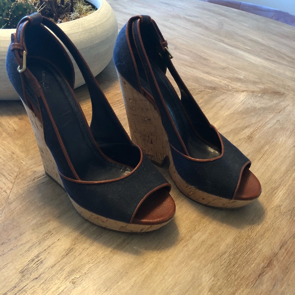 Yves Saint Laurent Deauville Canvas Wedges